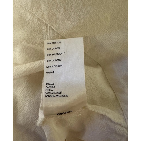 Free People Ivory Oversized Button-Up Shirt Mini Dress Raw Hem Cotton Size M - Picture 8 of 11